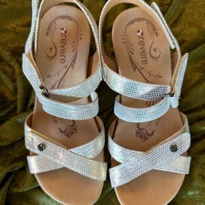 Almost new Revere Casablanca Wedge Sandals, Size 37, Metallic Gold